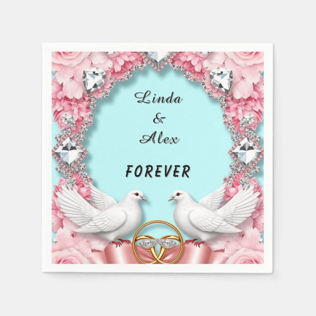 Elegant Wedding Frame with White Doves Napkin (Front)