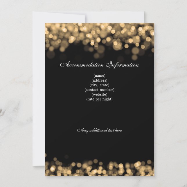 Elegant Wedding Gold Lights Custom Invitation (Back)