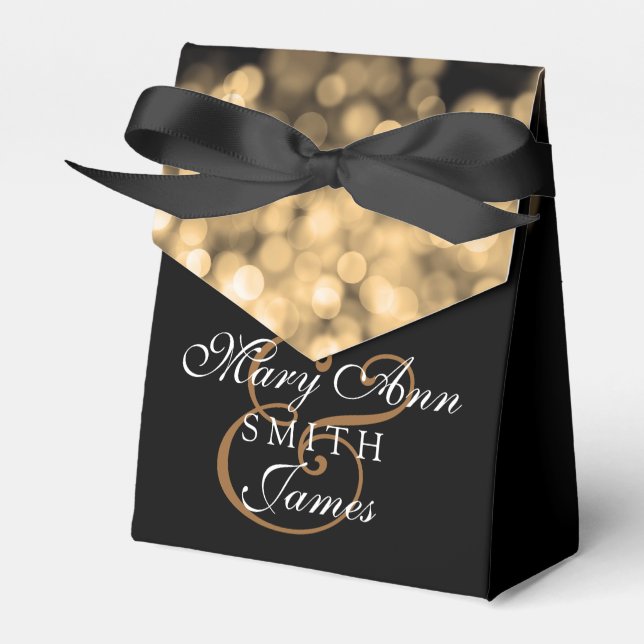 Elegant Wedding Gold Lights Favour Box (Front Side)