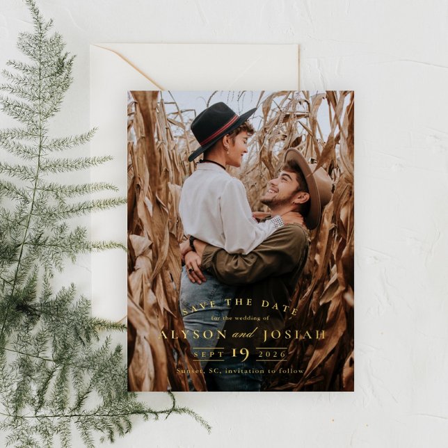 Elegant Wedding Gold Photo Save the Date (Creator Uploaded)