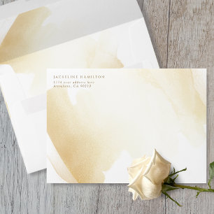 Elegant Wedding Golden Yellow Brush Strokes, Envelope