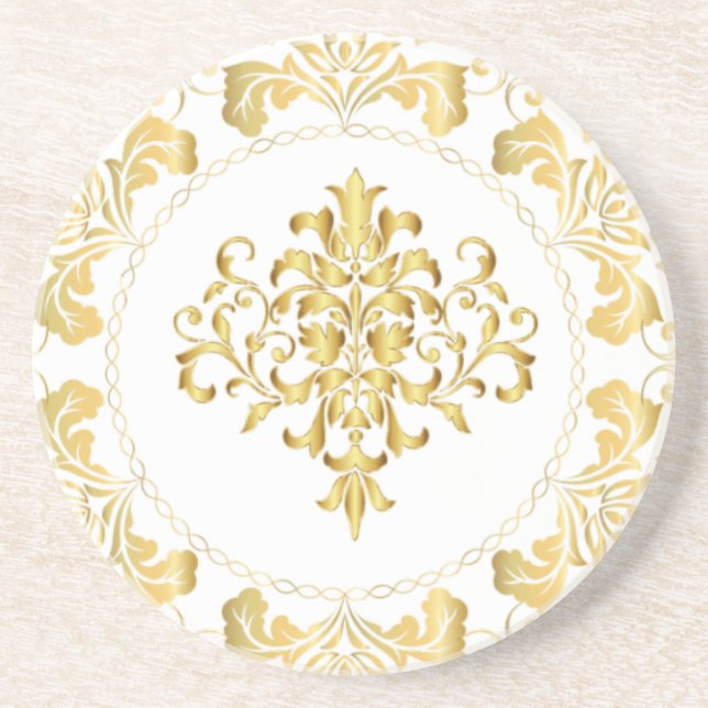 Elegant Wedding Goldish Table Party Coaster (Front)