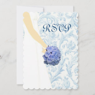 Elegant Wedding Gown Blue Response Card