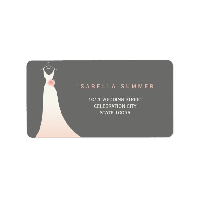 Elegant Wedding Gown Bridal Shower Address Labels (Front)