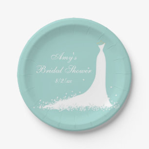 Elegant Wedding Gown, Bridal Shower, Custom Paper Plate