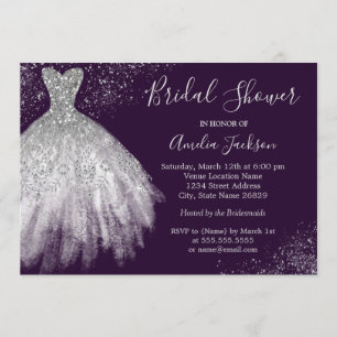 Elegant Wedding Gown Bridal Shower Invitation
