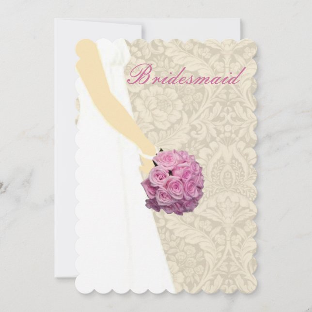 Elegant Wedding Gown Bridesmaid Card (Front)
