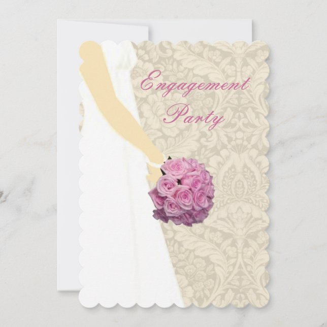 Elegant Wedding Gown Engagement Party Invitation (Front)