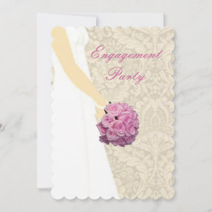 Elegant Wedding Gown Engagement Party Invitation