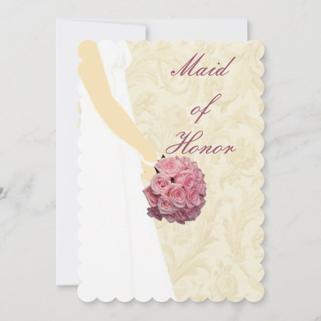 Elegant Wedding Gown Maid Of Honour Card (Front)