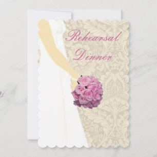 Elegant Wedding Gown Rehearsal Dinner Invitation