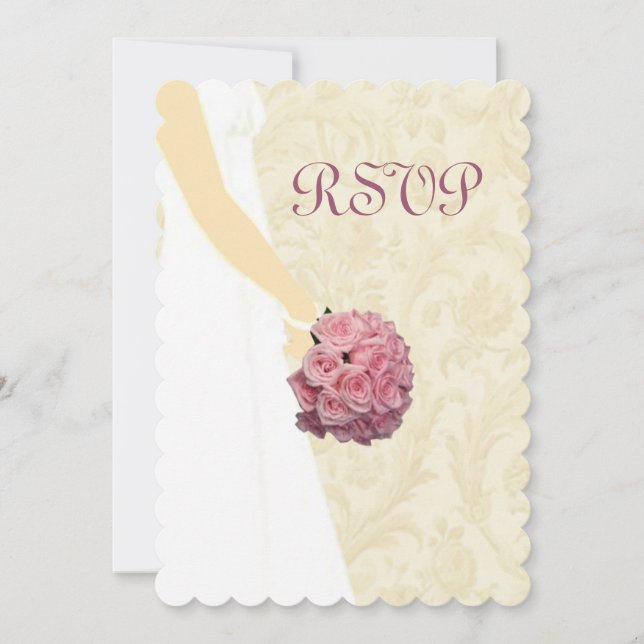 Elegant Wedding Gown Response Card (Front)