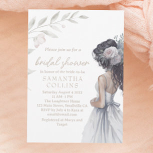 Elegant Wedding Gown Watercolor Bridal Shower Invitation