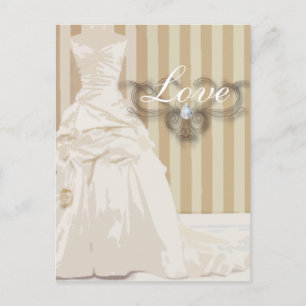 Elegant Wedding Gown Wedding Favour Postcard