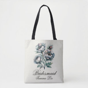 Elegant Wedding Green and Grey Bouquet Bridesmaid Tote Bag