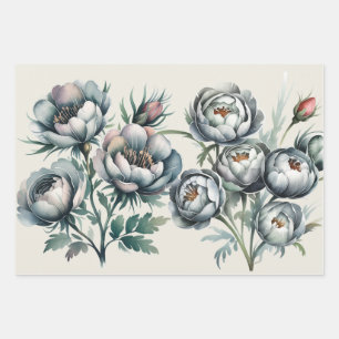 Elegant Wedding Green and Grey Bouquet  Wrapping Paper Sheet