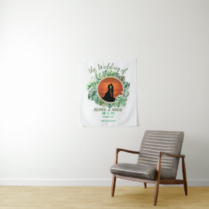 Elegant Wedding Green Floral Tapestry