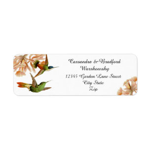 Elegant Wedding Green Hummingbird Blush Pink Return Address Label