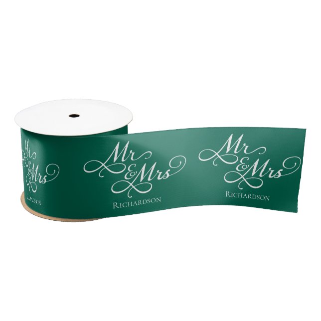Elegant Wedding Green Satin Ribbon (Spool)