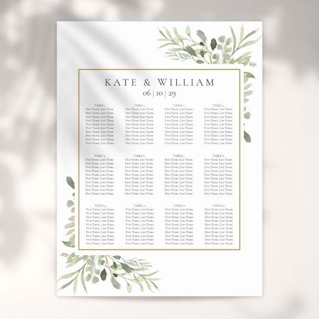 Elegant Wedding Greenery Eucalyptus Seating Chart (Elegant Wedding Greenery Eucalyptus Seating Chart)