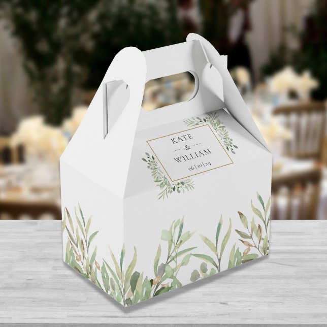 Elegant Wedding Greenery Leaves Favour Box (Creator Uploaded)