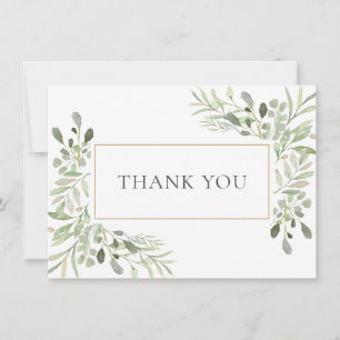 Elegant Wedding Greenery Leaves Thank You card