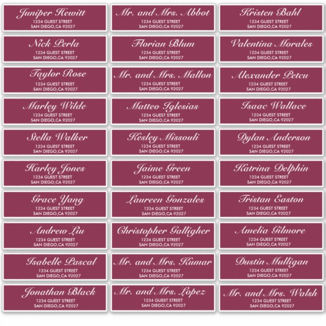 Elegant Wedding Guest Address Labels (Front)