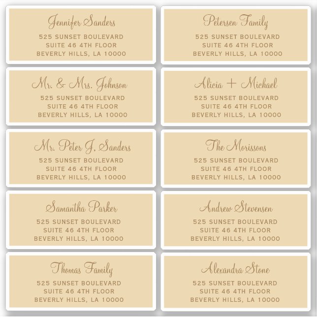 Elegant wedding guest address labels (Front)