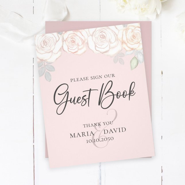 Elegant Wedding Guest Book Sign Blush Pink Flyer (Creator Uploaded)