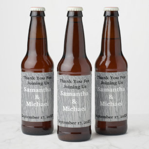 Elegant Wedding Guest Silver Stripes Thank You Beer Bottle Label