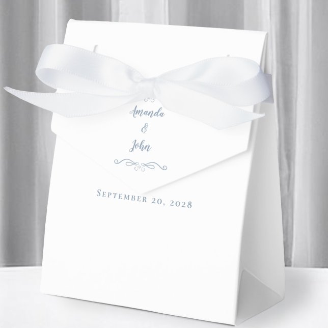 Elegant Wedding Guest Thank You Couple Dusty Blue Favour Box (Creator Uploaded)