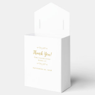 Elegant Wedding Guest Thank You Couple Gold White Favour Box
