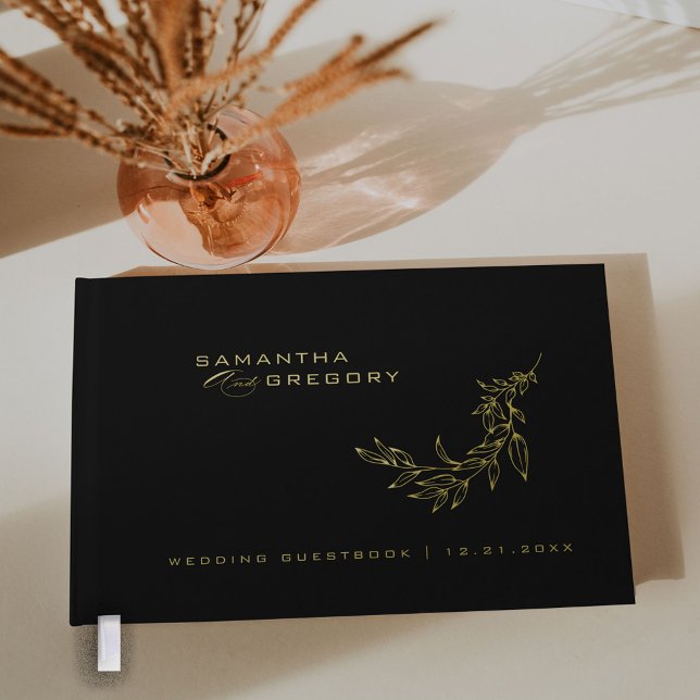 Elegant Wedding Guestbook Monogram Gold Foil (Creator Uploaded)