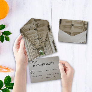 Elegant wedding hall reception Wedding All In One  All In One Invitation