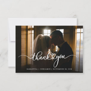 Elegant Wedding Hand-Lettered Script Photo Thank You Card