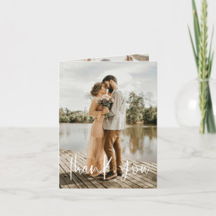 Elegant Wedding Handwritten Thank You Photo  Card
