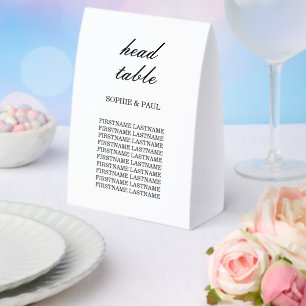 Elegant Wedding Head Table Paper Table Tent