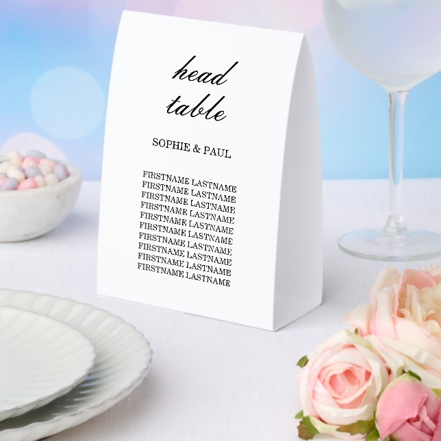 Elegant Wedding Head Table Paper Table Tent (Insitu(Wedding))