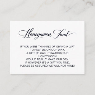 Elegant Wedding Honeymoon Fund Information  Enclosure Card