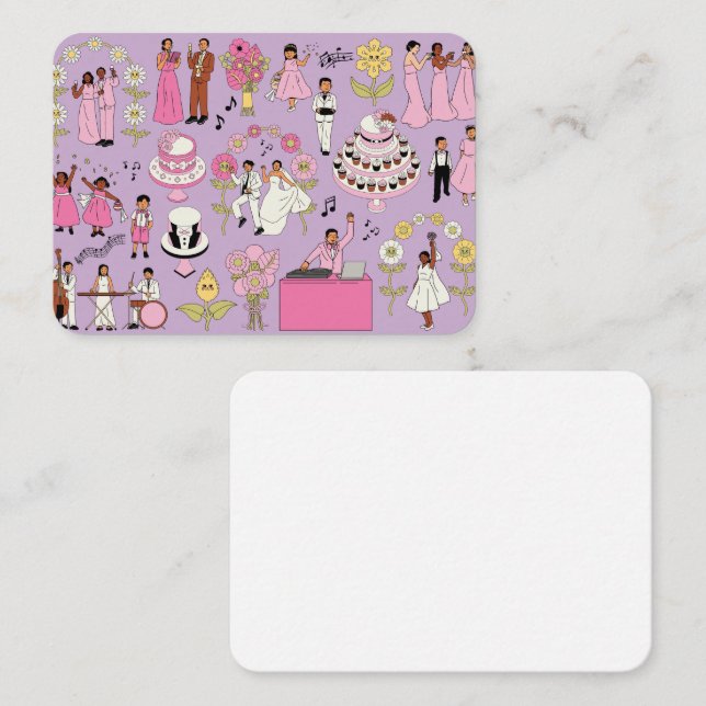 Elegant Wedding Illustration Business Card – Pink  (Front/Back)