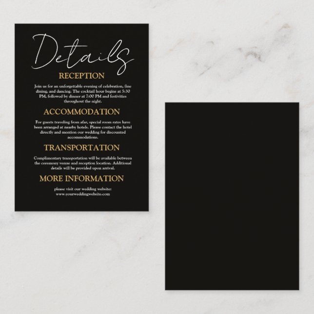 Elegant Wedding Information Card (Front/Back)