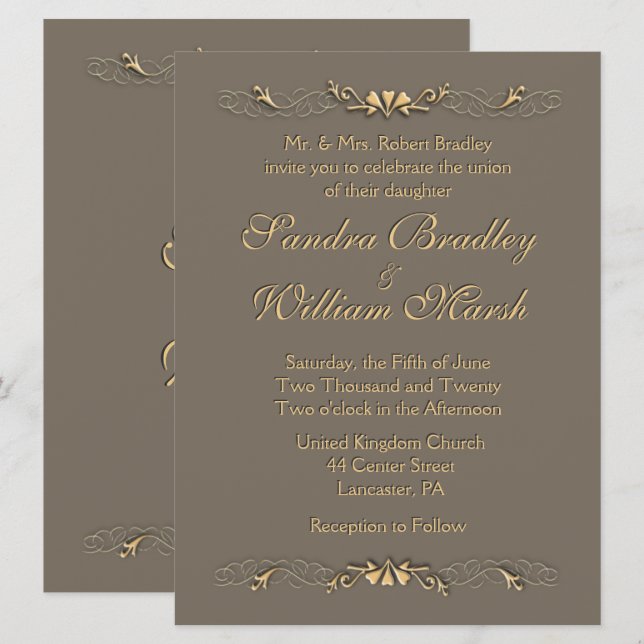 Elegant Wedding Invitation (Front/Back)