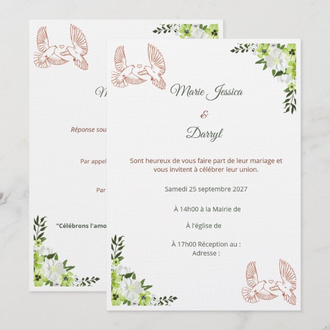 Elegant Wedding Invitation (Front/Back)