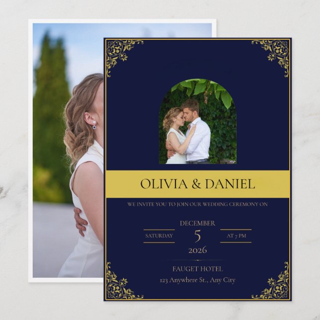 Elegant Wedding Invitation (Front/Back)