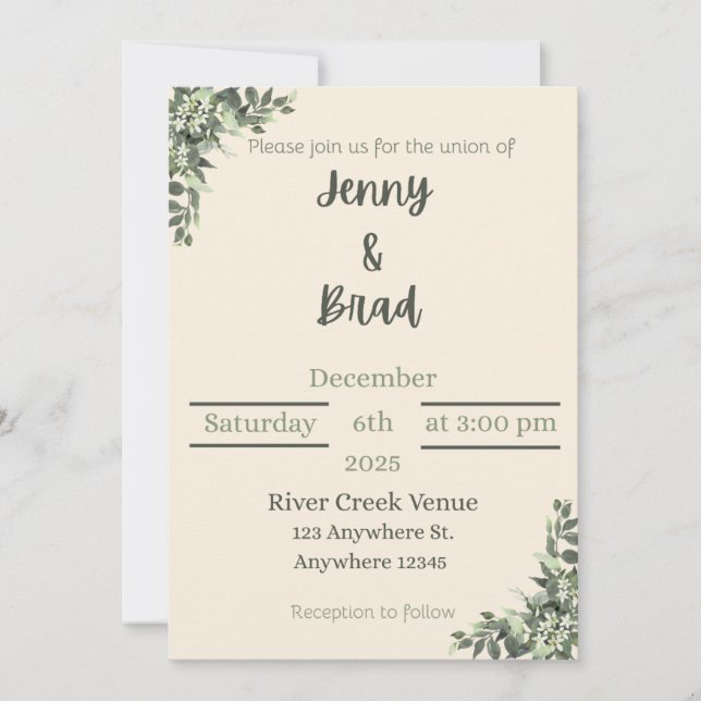Elegant wedding invitation  (Front)