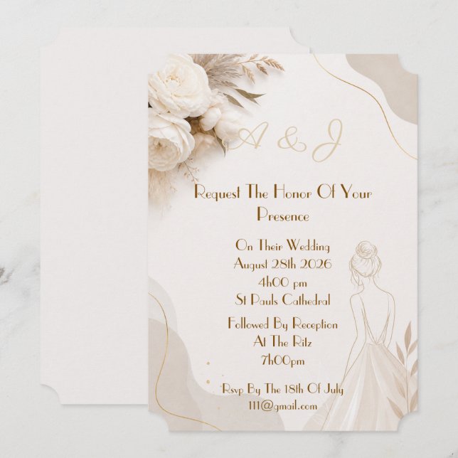 Elegant wedding invitation (Front/Back)