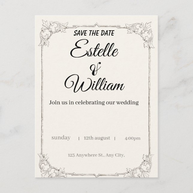 Elegant Wedding Invitation – A Modern Touch for Yo Postcard (Front)
