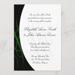 Elegant Wedding Invitation Black and Green