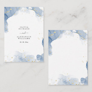 Elegant Wedding Invitation Blue and Gold Minimal