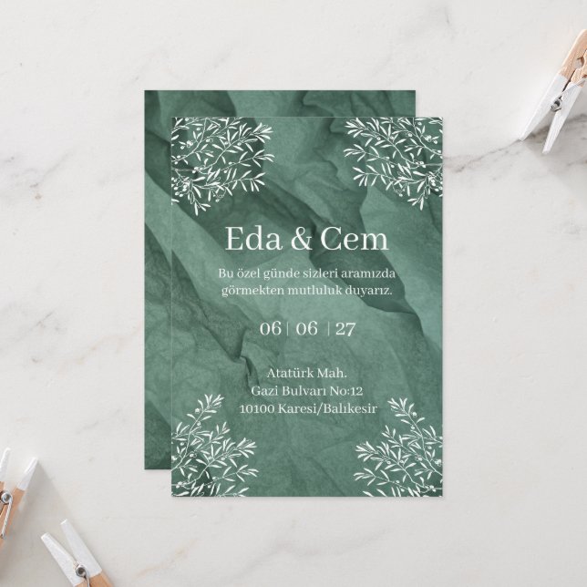 Elegant Wedding Invitation Card (Front/Back In Situ)